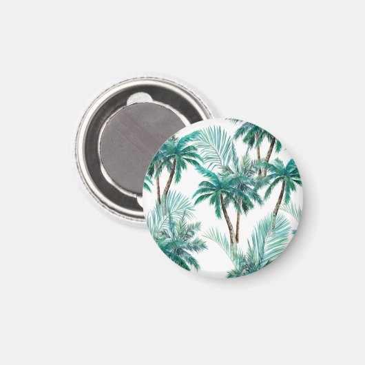 Tropischer Palm: Dschungel-Muster in Wasserfarbe. Magnet (Vorderseite/Rückseite)