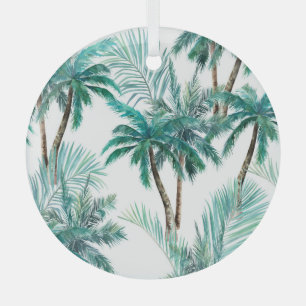 Tropischer Palm: Dschungel-Muster in Wasserfarbe. Ornament Aus Glas