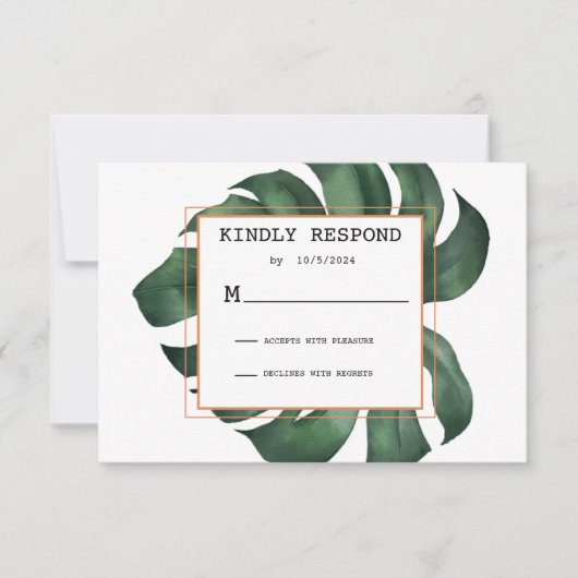 Tropischer Palm Leaf Response Card UAWG RSVP Karte (Vorderseite)
