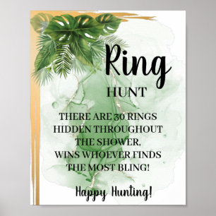 Tropischer Palm Ring Hunt Brautparty Game Sign Poster