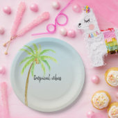 Tropischer Palm Tree Blue Ombre Pappteller (Party)