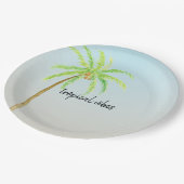 Tropischer Palm Tree Blue Ombre Pappteller (Schrägansicht)