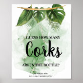 Tropischer Palm Wie viele Corks Brautparty Game Poster (Vorne)