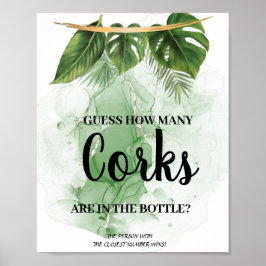 Tropischer Palm Wie viele Corks Brautparty Game Poster