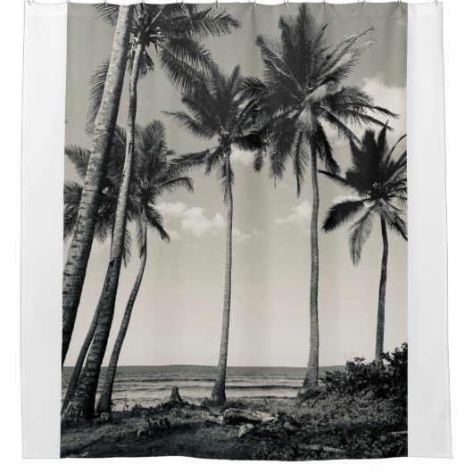 TROPISCHER PALMBAUM AM STRAND DUSCHVORHANG (Vorderseite)