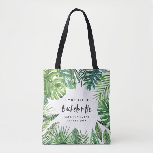 Tropischer Palmblatt u. Skript bachelorette Tasche (Vorderseite)