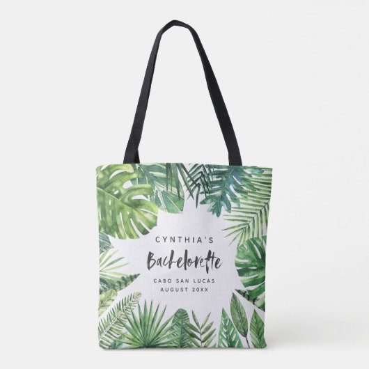 Tropischer Palmblatt u. Skript bachelorette Tasche (Rückseite)