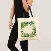 Tropischer Palmblatt u. Skript bachelorette Tragetasche (Vorderseite (Produkt))