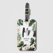 Tropischer Palmblatt- u. Skriptherr Gepäckanhänger (Vorderseite Vertikal)