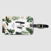 Tropischer Palmblatt- u. Skriptherr Gepäckanhänger (Vorderseite (Horizontal))