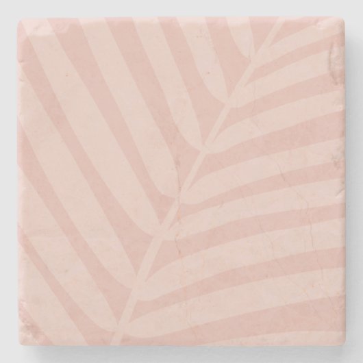 Tropischer Palmblätterblätterstoff in Beige und Bl Steinuntersetzer (Vorderseite)