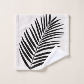 Tropischer Palmblättercreme, weiß und schwarz Badhandtuch Set (Waschlappen)