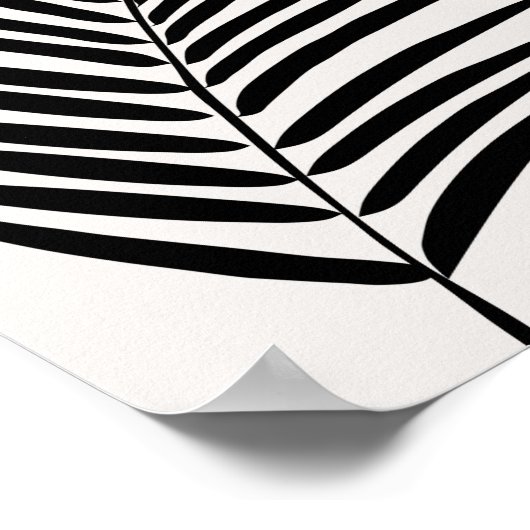 Tropischer Palmblättercreme, weiß und schwarz Poster (Ecke)