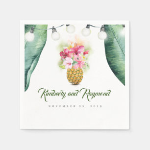 Tropischer Palmblätterlein und Ananas-Ananas-Stran Serviette