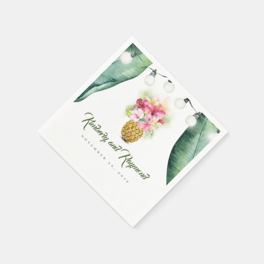 Tropischer Palmblätterlein und Ananas-Ananas-Stran Serviette (Ecke)