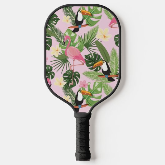 Tropischer Palmblätterpink Pickleball Schläger (Vorderseite)