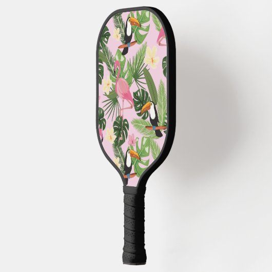 Tropischer Palmblätterpink Pickleball Schläger (Links)
