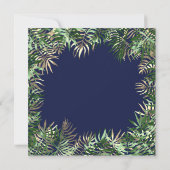 Tropischer Palmblättriger Rahmen Blue Nav Sepia Go Einladung (Rückseite)