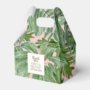Tropischer Palmblättriger Rosa Grüne Gold Personal Geschenkschachtel