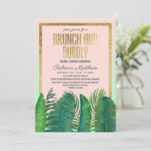 Tropischer Palme-Bananen-Blatt-GoldBrunch Einladung (Stehend Vorderseite)