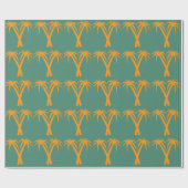 Tropischer Palme-Orange Sommer Geschenkpapier (Flach)