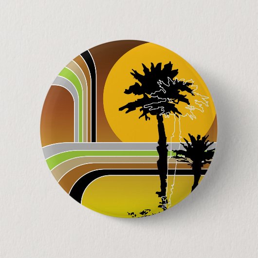 Tropischer Palme-Retro Button (Vorderseite)
