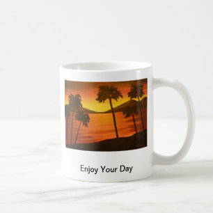 Tropischer Palme-Sonnenuntergang Kaffeetasse