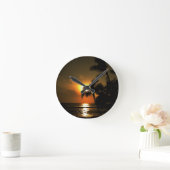 Tropischer Palme-Sonnenuntergang Runde Wanduhr (Zuhause)