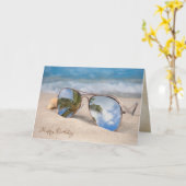 tropischer Palme- und Sonnenbrillegeburtstag Karte (Gelbe Blume)