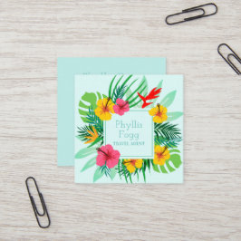 Tropischer Palmen-Wedel-Reisebüro-Agent Quadratische Visitenkarte