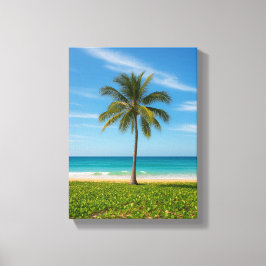 Tropischer Palmenbaum an der Küste des Ozeans Leinwanddruck