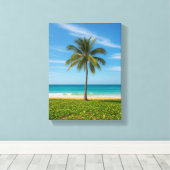 Tropischer Palmenbaum an der Küste des Ozeans Leinwanddruck (Insitu (Holzboden))