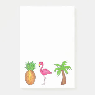 Tropischer Palmenbaum Ananas Pink Flamingo Post-it Klebezettel