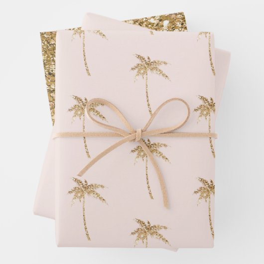 Tropischer Palmenbaum aus Gold Glitzer Geschenkpapier Set (Beispiel)