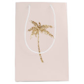 Tropischer Palmenbaum aus Gold Glitzer Mittlere Geschenktüte (Vorderseite)