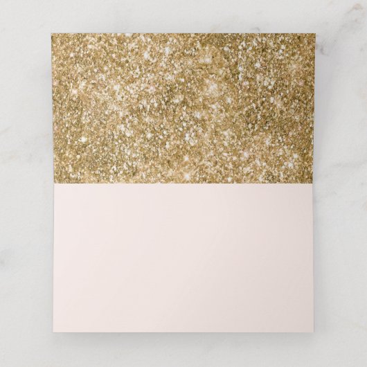 Tropischer Palmenbaum aus Gold Glitzer Platzkarte (Innenseite Aufgefaltet)