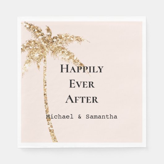 Tropischer Palmenbaum aus Gold Glitzer Serviette (Vorderseite)