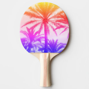 tropischer Palmenbaum im Retro-Neon-Sommer-Feeling Tischtennis Schläger