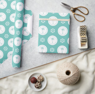 Tropischer Palmenbaum Meere & Grüße Weihnachten Geschenkpapier