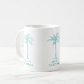 Tropischer Palmenbaum Meere und Grüße Weihnachten Kaffeetasse (Vorderseite Links)
