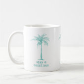 Tropischer Palmenbaum Meere und Grüße Weihnachten Kaffeetasse (Links)