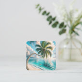 Tropischer Palmenbaum mit Schaukel Quadratische Visitenkarte (Stehend Vorderseite)