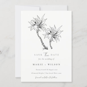 Tropischer Palmenbaum Navy Kraft Save The Date Dankeskarte