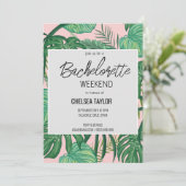 Tropischer Palmenbaum Rosa Junggeselinnen-Abschied Einladung (Stehend Vorderseite)
