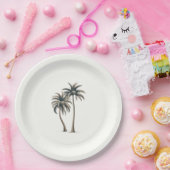 Tropischer Palmenbaum Rustikale Küstenhochzeit Pappteller (Party)