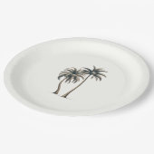 Tropischer Palmenbaum Rustikale Küstenhochzeit Pappteller (Schrägansicht)