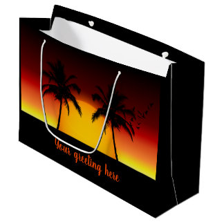 Tropischer Palmenbaum-Sonnenuntergang-Silhouette Große Geschenktüte