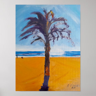 Tropischer Palmenbaum Sonnig Strand Poster
