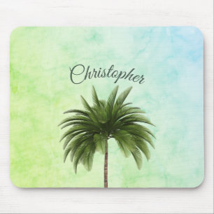 Tropischer Palmenbaum Stylisch Grün Gemarbert Mousepad