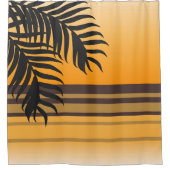 Tropischer Palmenbaum über orangefarbene Sonnenunt Duschvorhang (Vorderseite)